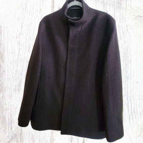 NWT Theory Clarence Wool Coat XL in Mink Multi Micro Check - Picture 6 of 16